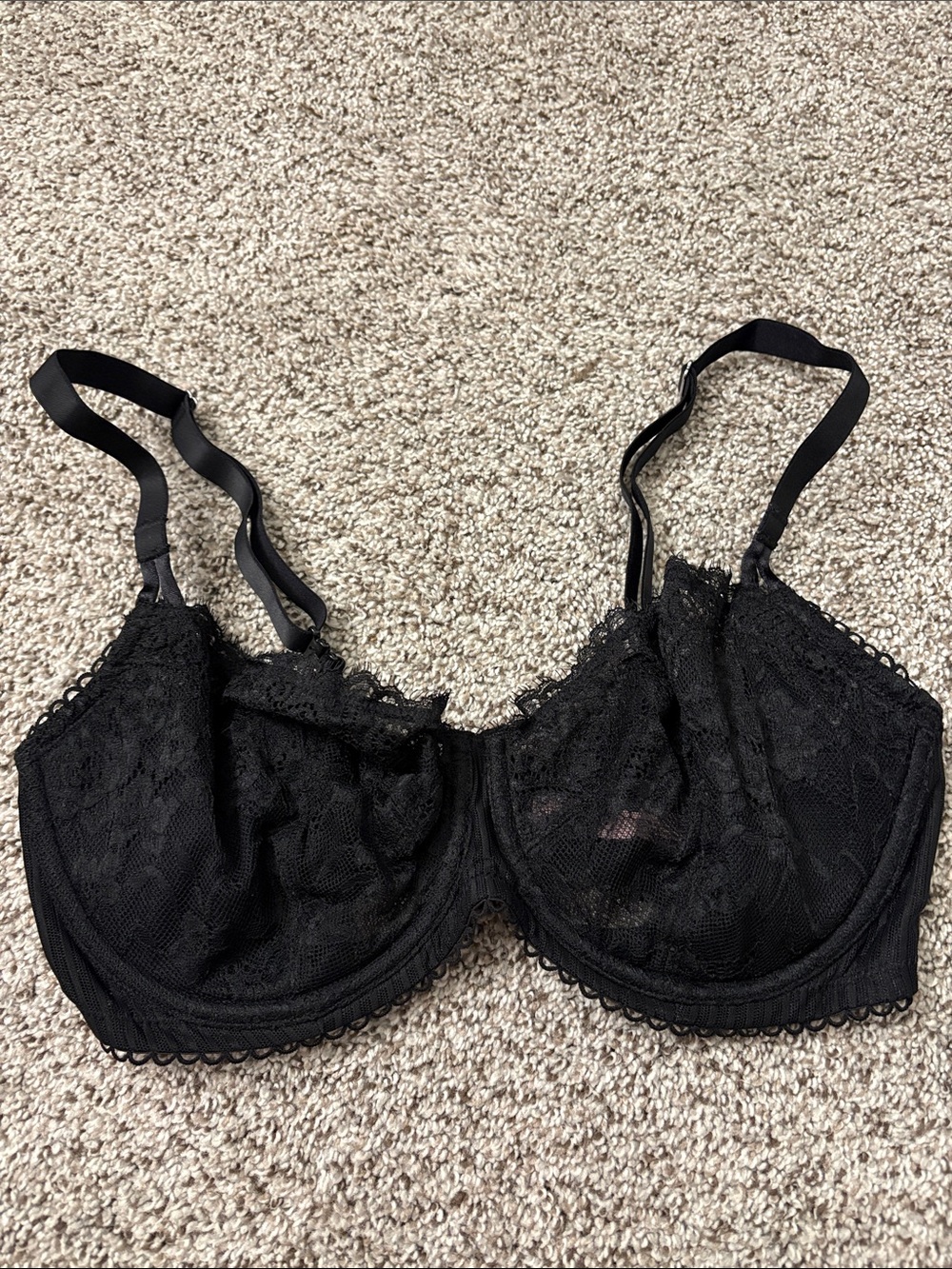 Sheer Black Lace Underwire Bra with Adjustable Straps